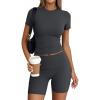 imageTrendy Queen Womens 2 Piece Workout Sets Short Matching Lounge Sets Summer Clothes Going Out Gym OutfitsBlackgrey