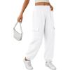 imageTrendy Queen Womens Cargo Sweatpants Oversized Fleece Joggers Baggy Athletic Pants with PocketWhite