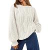 imageTrendy Queen Womens Oversized Cable Knit Crewneck Fall Pullover SweatersWhite