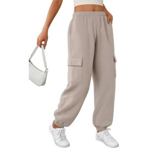 imageTrendy Queen Womens Cargo Sweatpants Oversized Fleece Joggers Baggy Athletic Pants with PocketCoffeegrey