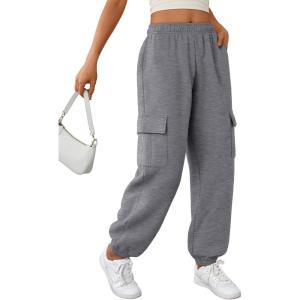 imageTrendy Queen Womens Cargo Sweatpants Oversized Fleece Joggers Baggy Athletic Pants with PocketDarkgrey