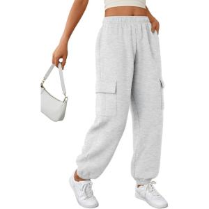 imageTrendy Queen Womens Cargo Sweatpants Oversized Fleece Joggers Baggy Athletic Pants with PocketGrey