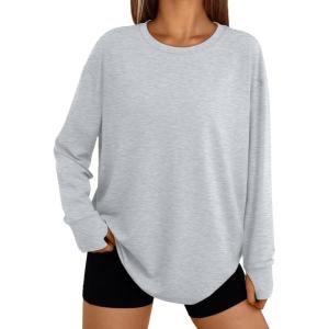 imageTrendy Queen Womens Oversized T Shirts Fall Thumb Hole Long Sleeve Workout Tops Fashion Plus Size Gym Loose Y2k Tunic TeeGrey