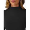 imageTrendy Queen Womens Long Sleeve Shirts Mock Neck Crop Tops Basic Turtleneck Tee Fall Fashion Thermal Underswear ClothesBlack