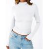 imageTrendy Queen Womens Long Sleeve Shirts Mock Neck Crop Tops Basic Turtleneck Tee Fall Fashion Thermal Underswear ClothesWhite