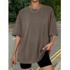 imageTrendy Queen Womens Oversized Summer T Shirts Plus Size Batwing Cute Casual Tops Short Sleeves Fashion Workout ClothesBrown