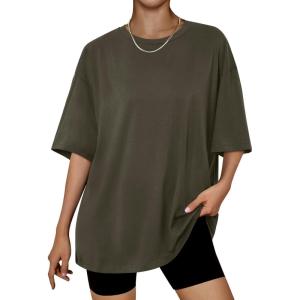imageTrendy Queen Womens Oversized Summer T Shirts Plus Size Batwing Cute Casual Tops Short Sleeves Fashion Workout ClothesArmygreen