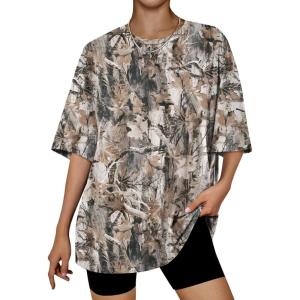 imageTrendy Queen Womens Oversized Summer T Shirts Plus Size Batwing Cute Casual Tops Short Sleeves Fashion Workout ClothesCamo Brown
