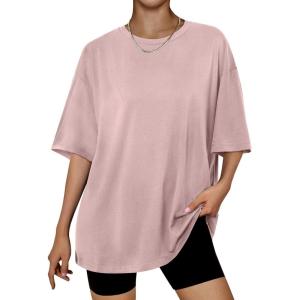 imageTrendy Queen Womens Oversized Summer T Shirts Plus Size Batwing Cute Casual Tops Short Sleeves Fashion Workout ClothesCoupledpink