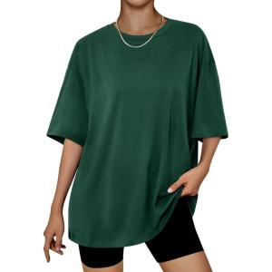 imageTrendy Queen Womens Oversized Summer T Shirts Plus Size Batwing Cute Casual Tops Short Sleeves Fashion Workout ClothesDarkgreen