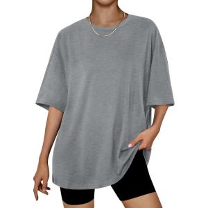 imageTrendy Queen Womens Oversized Summer T Shirts Plus Size Batwing Cute Casual Tops Short Sleeves Fashion Workout ClothesDarkgrey
