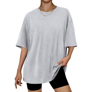 imageTrendy Queen Womens Oversized Summer T Shirts Plus Size Batwing Cute Casual Tops Short Sleeves Fashion Workout ClothesGrey
