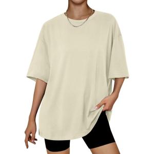 imageTrendy Queen Womens Oversized Summer T Shirts Plus Size Batwing Cute Casual Tops Short Sleeves Fashion Workout ClothesLightyellow