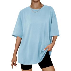 imageTrendy Queen Womens Oversized Summer T Shirts Plus Size Batwing Cute Casual Tops Short Sleeves Fashion Workout ClothesSkyblue