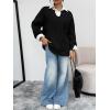 imageTrendy Queen V Neck Oversized Cable Knit Sweaters for Women Trendy 2025 Fall Fashion Outfits Clothes Winter ClothingBlack