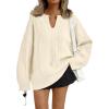 imageTrendy Queen V Neck Oversized Cable Knit Sweaters for Women Trendy 2025 Fall Fashion Outfits Clothes Winter ClothingBeige