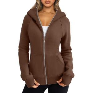 imageTrendy Queen Womens Zip Up Hoodies Fleece Jackets Oversized Sweatshirts Fall Fashion Outfits Sweaters Winter ClothesChocolate Brown