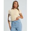imageTrendy Queen Womens Basic T Shirts Summer Tops 2025 Crop Short Sleeve Slim Fit Tee Cute Gym Workout ClothesBeige