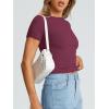 imageTrendy Queen Womens Basic T Shirts Summer Tops 2025 Crop Short Sleeve Slim Fit Tee Cute Gym Workout ClothesBurgundy