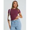 imageTrendy Queen Womens Basic T Shirts Summer Tops 2025 Crop Short Sleeve Slim Fit Tee Cute Gym Workout ClothesBurgundy
