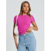 imageTrendy Queen Womens Basic T Shirts Summer Tops 2025 Crop Short Sleeve Slim Fit Tee Cute Gym Workout ClothesHotpink