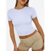 imageTrendy Queen Womens Basic T Shirts Summer Tops 2025 Crop Short Sleeve Slim Fit Tee Cute Gym Workout ClothesOffwhite
