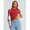 imageTrendy Queen Womens Basic T Shirts Summer Tops 2025 Crop Short Sleeve Slim Fit Tee Cute Gym Workout ClothesRed