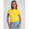 imageTrendy Queen Womens Basic T Shirts Summer Tops 2025 Crop Short Sleeve Slim Fit Tee Cute Gym Workout ClothesYellow