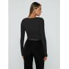 imageTrendy Queen Womens Long Sleeve Shirts Square Neck Going Out Crop Tops Fashion Y2k Workout Clothes Fall Outfits 2025Black