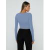 imageTrendy Queen Womens Long Sleeve Shirts Square Neck Going Out Crop Tops Fashion Y2k Workout Clothes Fall Outfits 2025Blue