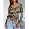 imageTrendy Queen Womens Long Sleeve Shirts Square Neck Going Out Crop Tops Fashion Y2k Workout Clothes Fall Outfits 2025Camo