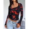 imageTrendy Queen Womens Long Sleeve Shirts Square Neck Going Out Crop Tops Fashion Y2k Workout Clothes Fall Outfits 2025Flame