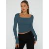 imageTrendy Queen Womens Long Sleeve Shirts Square Neck Going Out Crop Tops Fashion Y2k Workout Clothes Fall Outfits 2025Haze Blue