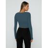 imageTrendy Queen Womens Long Sleeve Shirts Square Neck Going Out Crop Tops Fashion Y2k Workout Clothes Fall Outfits 2025Haze Blue