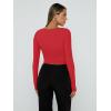 imageTrendy Queen Womens Long Sleeve Shirts Square Neck Going Out Crop Tops Fashion Y2k Workout Clothes Fall Outfits 2025Red