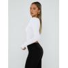 imageTrendy Queen Womens Long Sleeve Shirts Square Neck Going Out Crop Tops Fashion Y2k Workout Clothes Fall Outfits 2025White