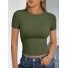 imageTrendy Queen Womens Short Sleeve T Shirts Summer Crop Tops Basic Slim Fit Gym Workout Y2k ClothesArmy Green