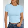 imageTrendy Queen Womens Short Sleeve T Shirts Summer Crop Tops Basic Slim Fit Gym Workout Y2k ClothesBaby Blue