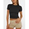 imageTrendy Queen Womens Short Sleeve T Shirts Summer Crop Tops Basic Slim Fit Gym Workout Y2k ClothesBlack