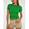 imageTrendy Queen Womens Short Sleeve T Shirts Summer Crop Tops Basic Slim Fit Gym Workout Y2k ClothesGreen