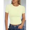 imageTrendy Queen Womens Short Sleeve T Shirts Summer Crop Tops Basic Slim Fit Gym Workout Y2k ClothesLemon Yellow