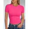 imageTrendy Queen Womens Short Sleeve T Shirts Summer Crop Tops Basic Slim Fit Gym Workout Y2k ClothesNeon Pink