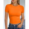 imageTrendy Queen Womens Short Sleeve T Shirts Summer Crop Tops Basic Slim Fit Gym Workout Y2k ClothesOrange
