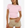 imageTrendy Queen Womens Short Sleeve T Shirts Summer Crop Tops Basic Slim Fit Gym Workout Y2k ClothesPink