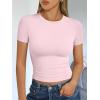 imageTrendy Queen Womens Short Sleeve T Shirts Summer Crop Tops Basic Slim Fit Gym Workout Y2k ClothesPink