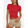 imageTrendy Queen Womens Short Sleeve T Shirts Summer Crop Tops Basic Slim Fit Gym Workout Y2k ClothesRed