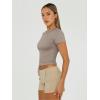 imageTrendy Queen Womens Short Sleeve T Shirts Summer Crop Tops Basic Slim Fit Gym Workout Y2k ClothesTaupe