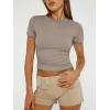 imageTrendy Queen Womens Short Sleeve T Shirts Summer Crop Tops Basic Slim Fit Gym Workout Y2k ClothesTaupe