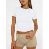 imageTrendy Queen Womens Short Sleeve T Shirts Summer Crop Tops Basic Slim Fit Gym Workout Y2k ClothesWhite