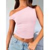 imageTrendy Queen Womens Summer Off The Shoulder Tops Going Out T Shirts Crop Tank Top Fashion Clothes Spring Outfits 2025Pink